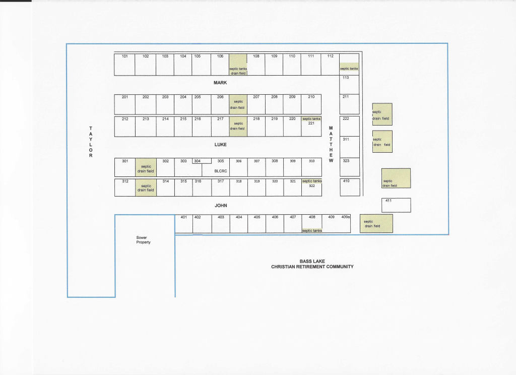 Lot map of the Bass Lake Christian Retirement Community